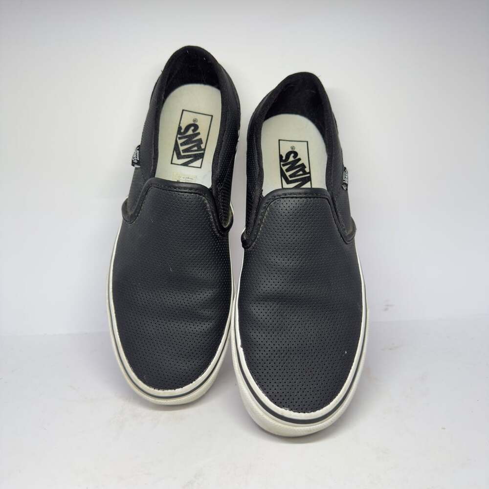 Vans Classic Slip-On Size 8.0 Black Perforated Leather Shoes
